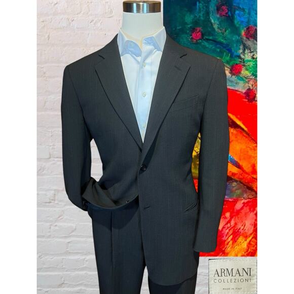 Armani Collezioni Other - Armani Collezioni Suit 44L 36x30 Dark Brown Textured 2 Piece Designer Luxury